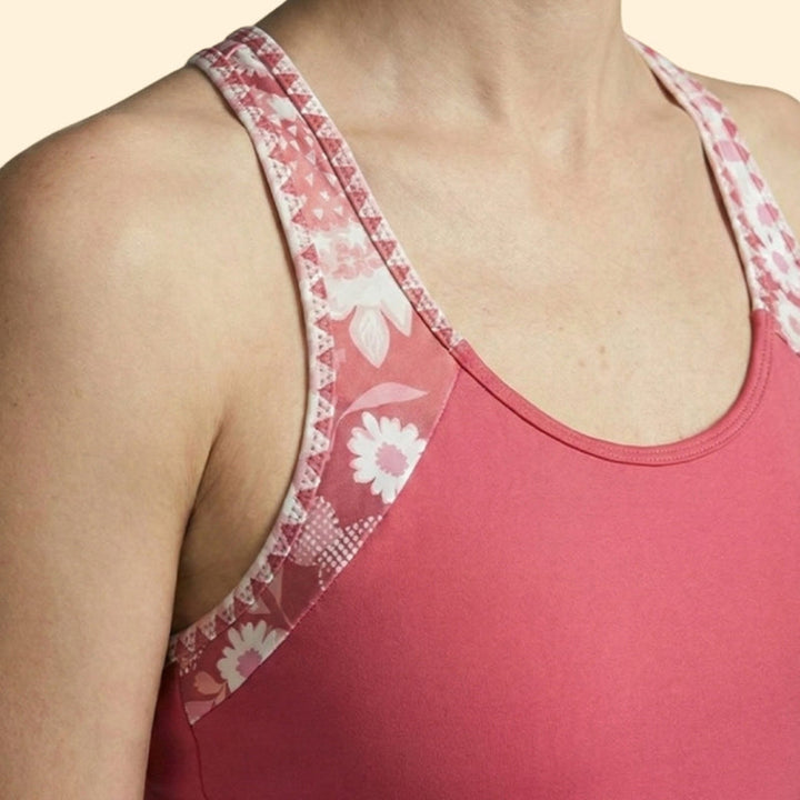 Women’s Tankini Set with Contrast Straps and Floral Design