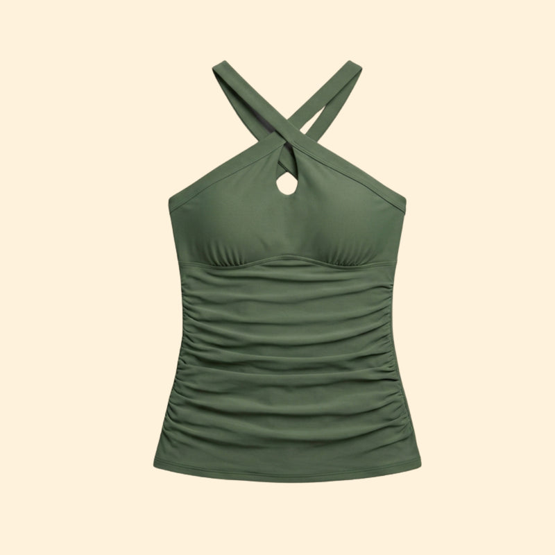 Women’s Tankini Set with Crisscross Neckline