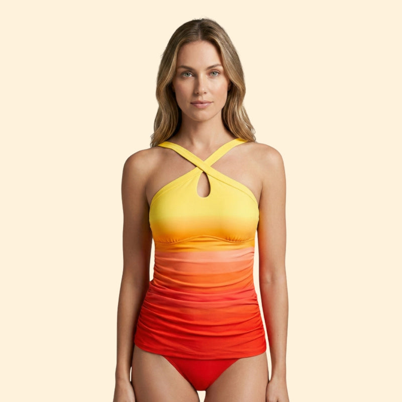 Women’s Tankini Set with Crisscross Neckline