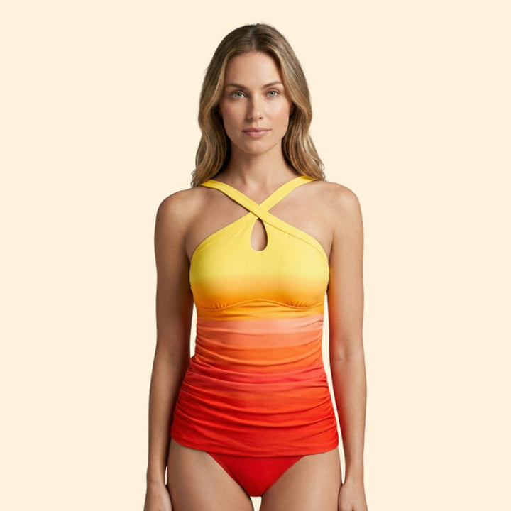 Women’s Tankini Set with Crisscross Neckline