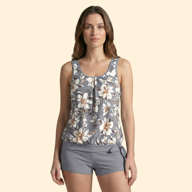 Women’s Tankini Set with Floral Top and Shorts