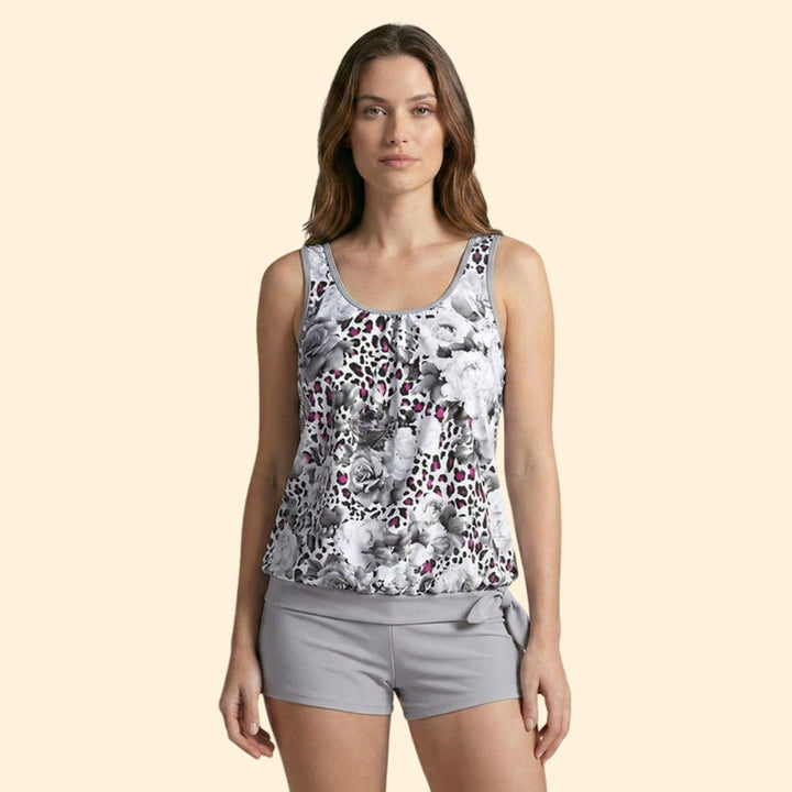 Women’s Tankini Set with Floral Top and Shorts