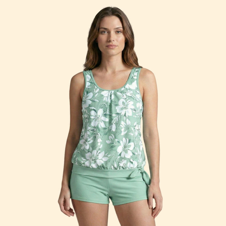 Women’s Tankini Set with Floral Top and Shorts