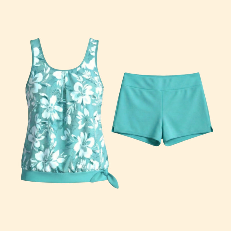 Women’s Tankini Set with Floral Top and Shorts
