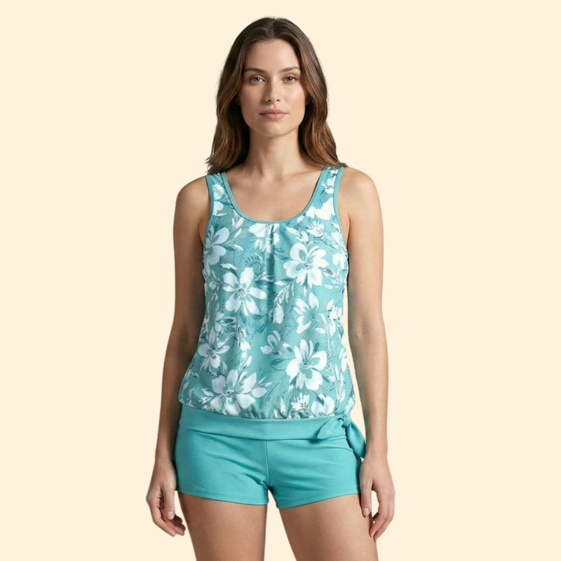 Women’s Tankini Set with Floral Top and Shorts