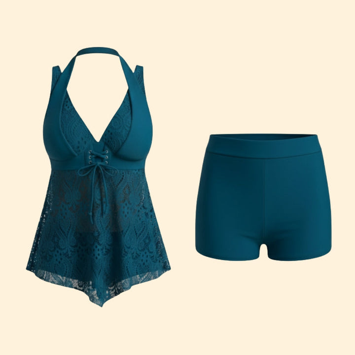 Women’s Tankini Set with Halter Neck Design