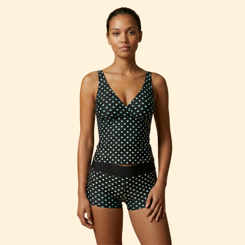 Women’s Tankini Set with Polka Dot Design