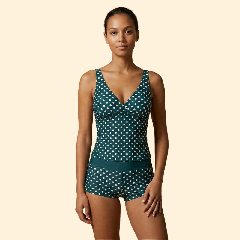 Women’s Tankini Set with Polka Dot Design