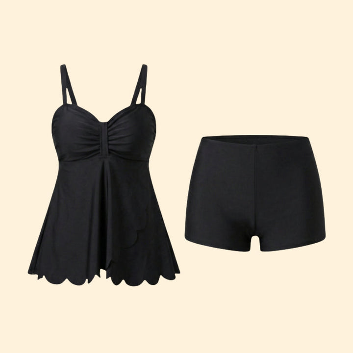 Women’s Tankini with Ruched Bust and Scalloped Hem