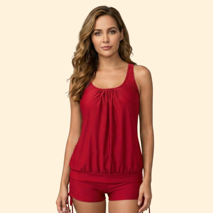 Women’s Tankini with Ruched Front and Shorts
