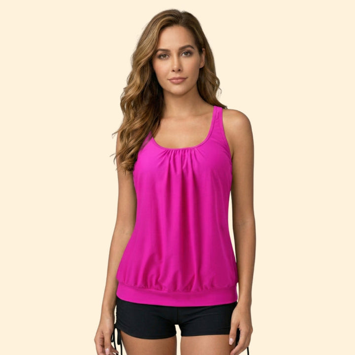 Women’s Tankini with Ruched Front and Shorts