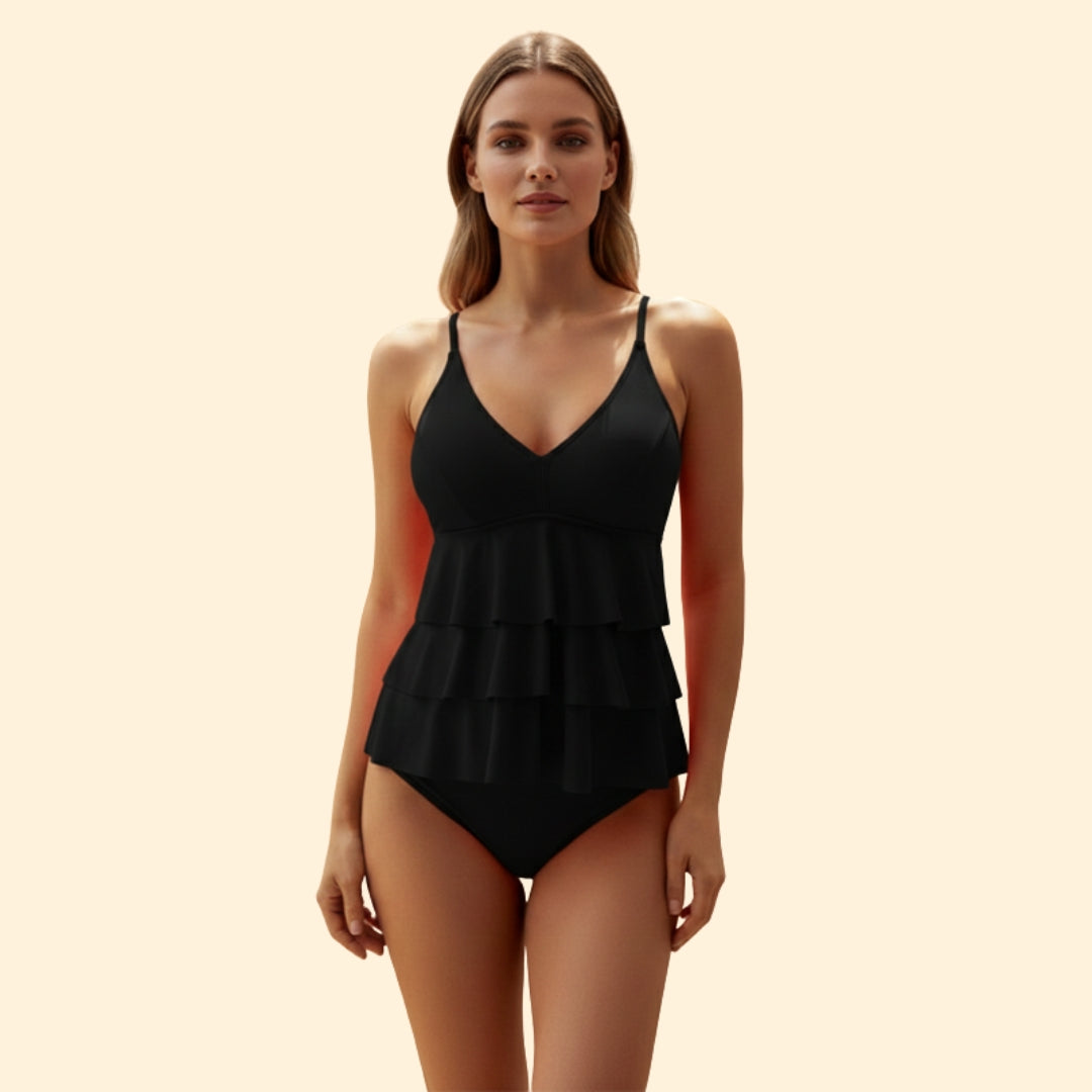 Women's Tankini with Tiered Ruffle Detail