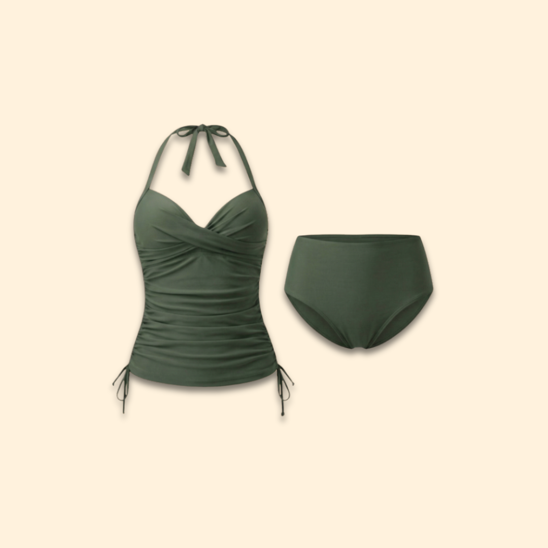 Women’s Tankini with V-Neck and Side Ties