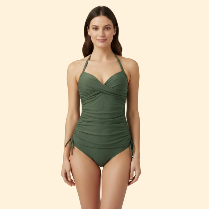 Women’s Tankini with V-Neck and Side Ties