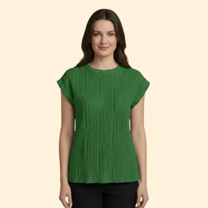 Women’s Textured T-Shirt with Rolled Sleeves