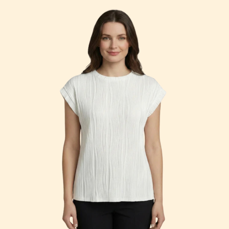 Women’s Textured T-Shirt with Rolled Sleeves