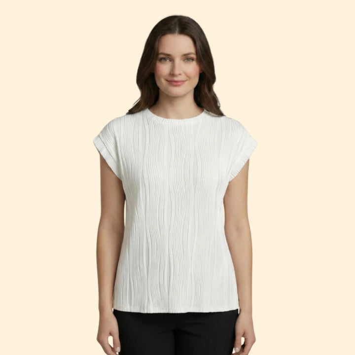 Women’s Textured T-Shirt with Rolled Sleeves