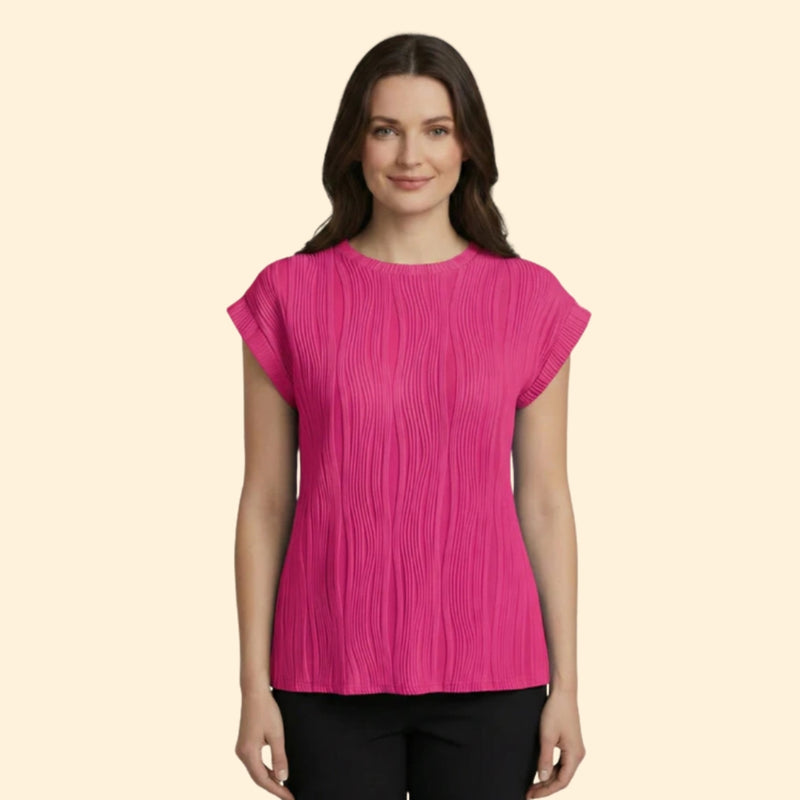 Women’s Textured T-Shirt with Rolled Sleeves