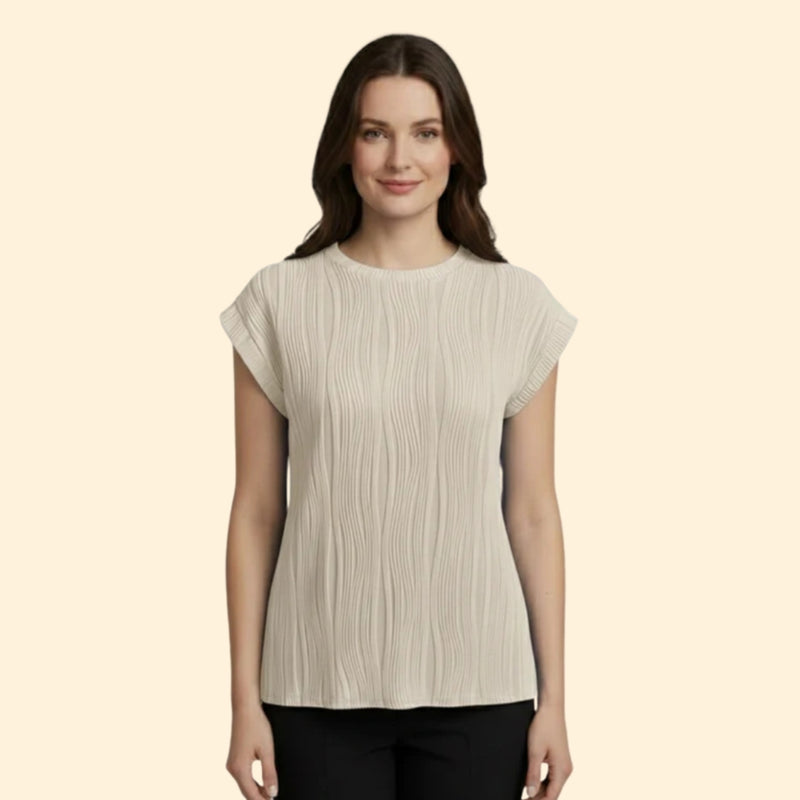 Women’s Textured T-Shirt with Rolled Sleeves