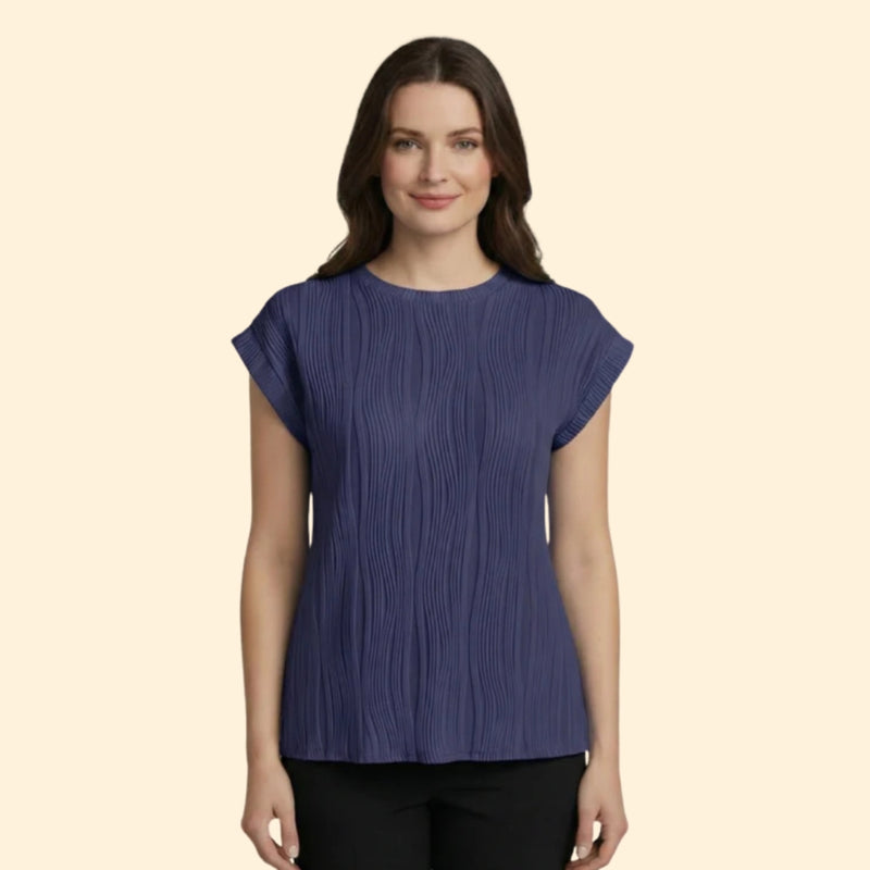 Women’s Textured T-Shirt with Rolled Sleeves