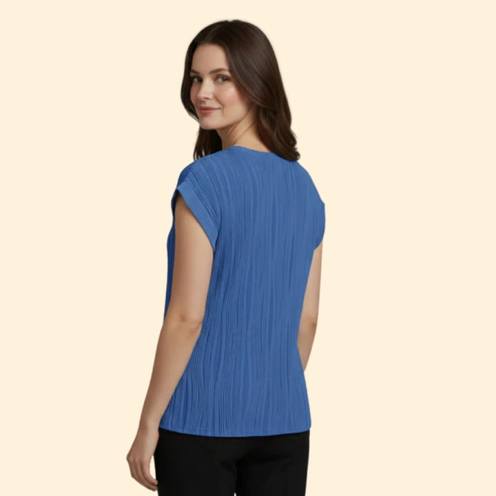 Women’s Textured T-Shirt with Rolled Sleeves