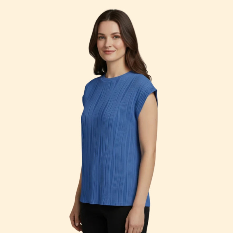 Women’s Textured T-Shirt with Rolled Sleeves