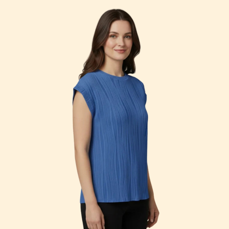 Women’s Textured T-Shirt with Rolled Sleeves