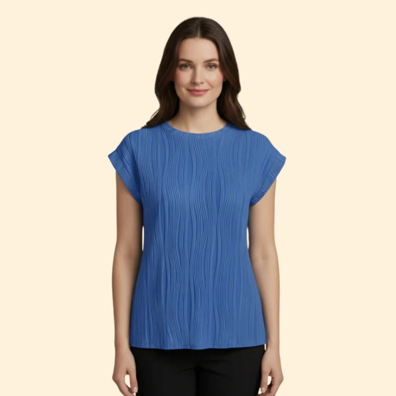 Women’s Textured T-Shirt with Rolled Sleeves