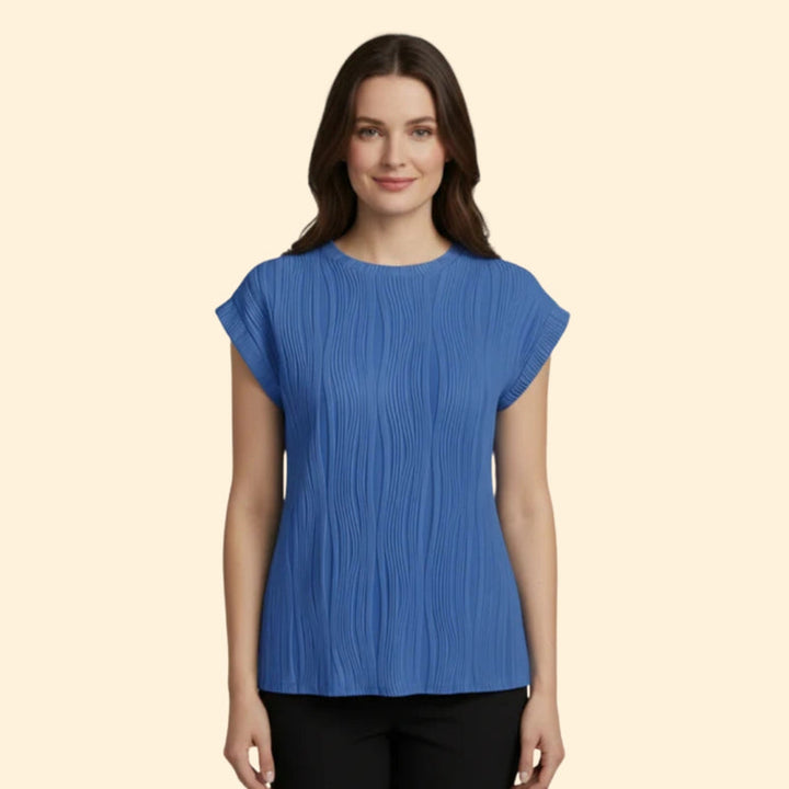 Women’s Textured T-Shirt with Rolled Sleeves