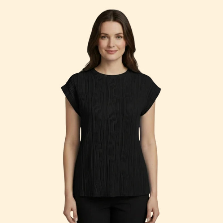 Women’s Textured T-Shirt with Rolled Sleeves