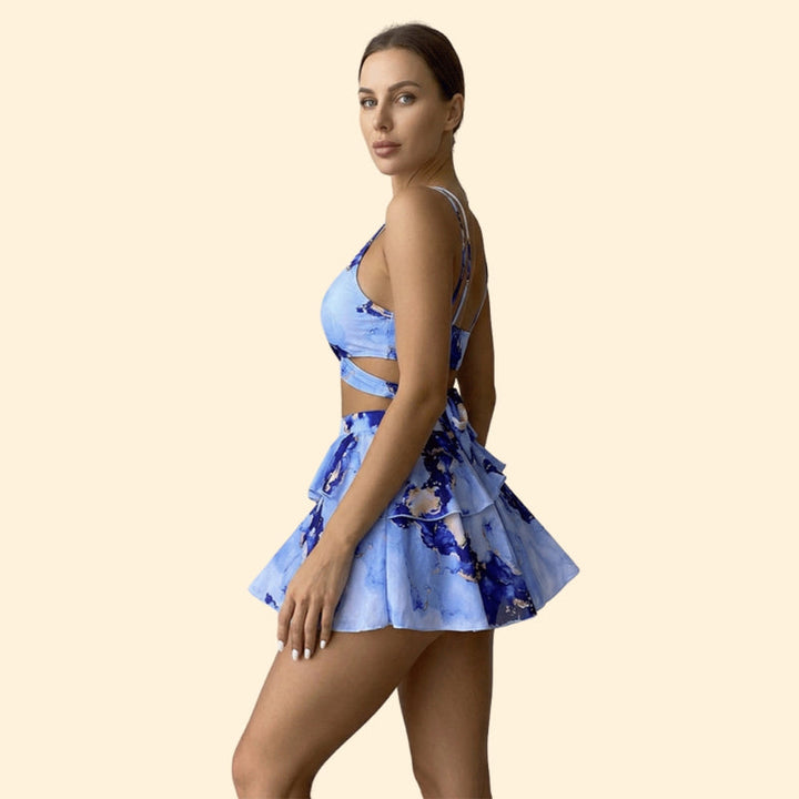 Women’s Three-Piece Bikini Set with Tiered Skirt