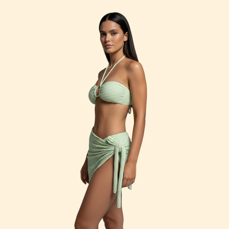 Women’s Three-Piece Swimsuit with Tie Skirt