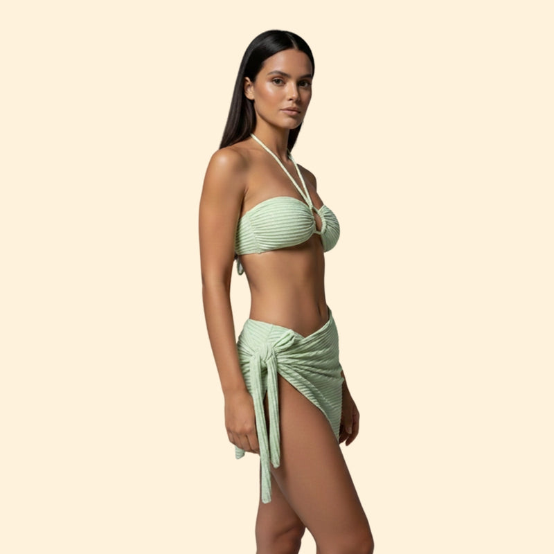Women’s Three-Piece Swimsuit with Tie Skirt