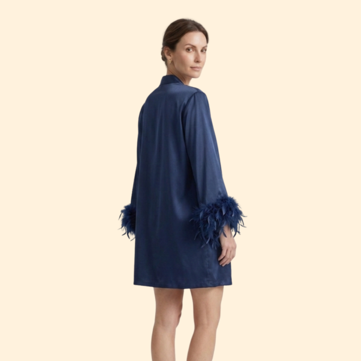 Women’s Three Piece Set with Feather Trim Sleeves