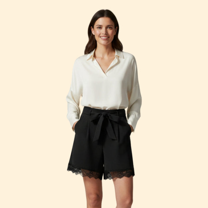 Women’s Tie-Waist Shorts with Lace Trim