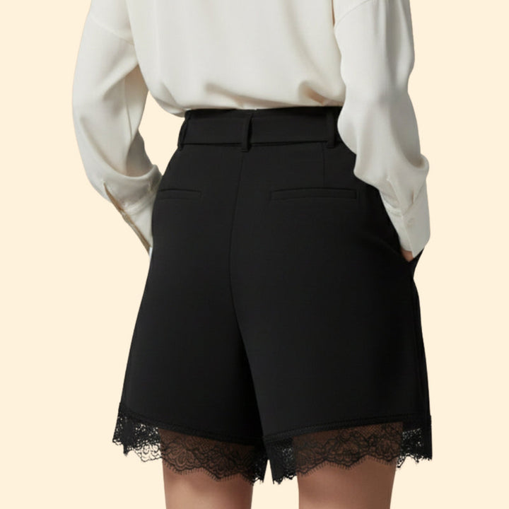 Women’s Tie-Waist Shorts with Lace Trim