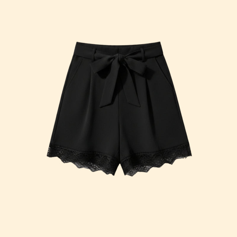 Women’s Tie-Waist Shorts with Lace Trim