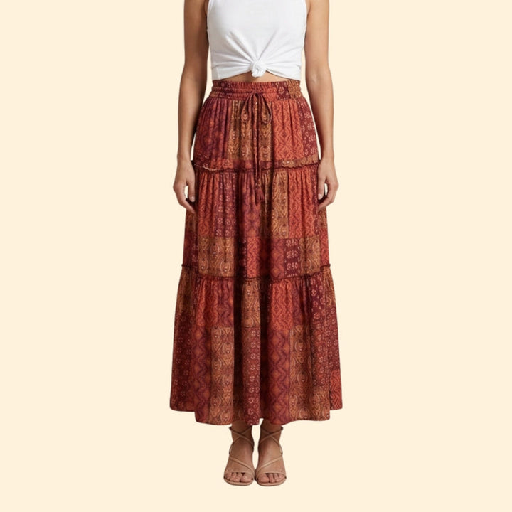 Women’s Tiered Maxi Skirt with Elastic Waist