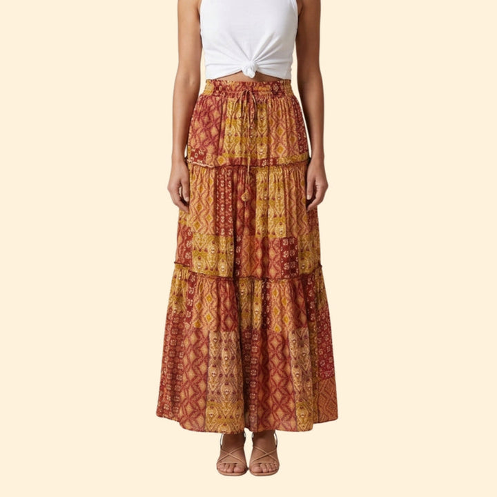 Women’s Tiered Maxi Skirt with Elastic Waist