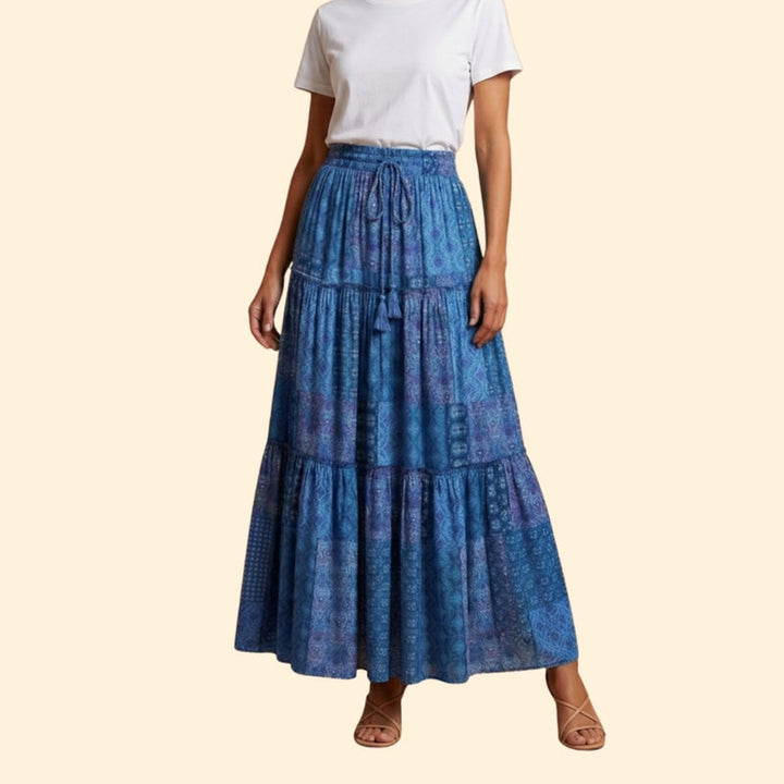 Women’s Tiered Maxi Skirt with Elastic Waist