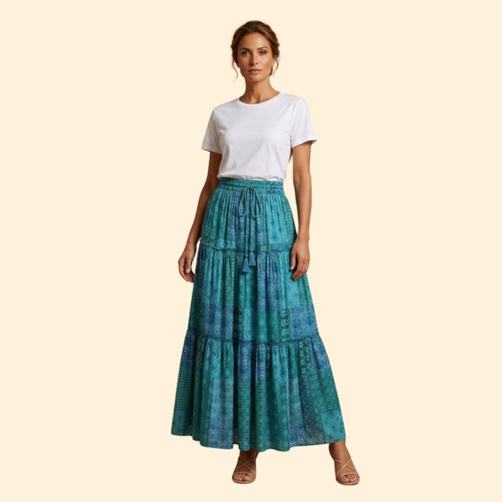 Women’s Tiered Maxi Skirt with Elastic Waist