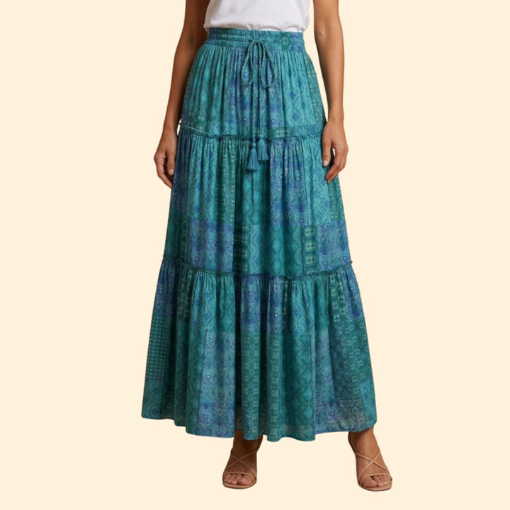 Women’s Tiered Maxi Skirt with Elastic Waist