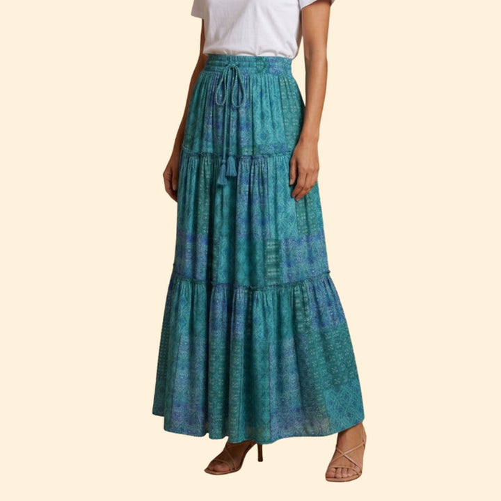 Women’s Tiered Maxi Skirt with Elastic Waist