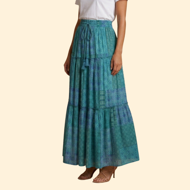 Women’s Tiered Maxi Skirt with Elastic Waist