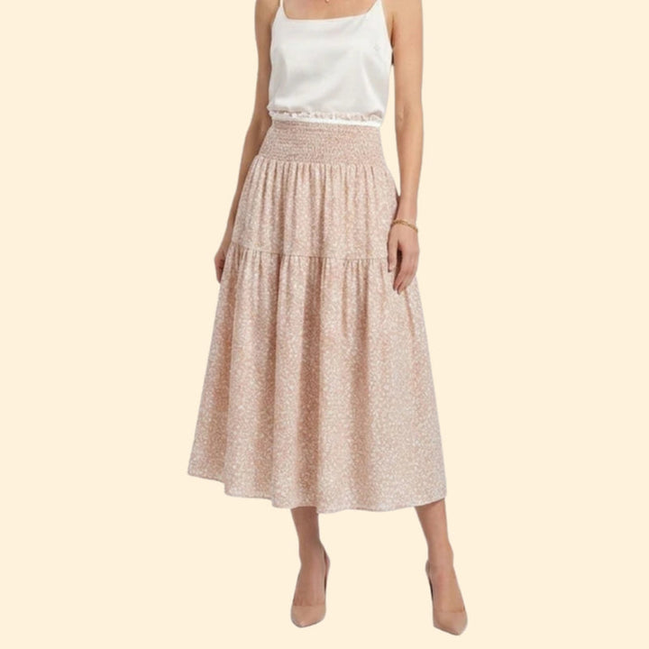 Women’s Tiered Skirt with Floral Print Design