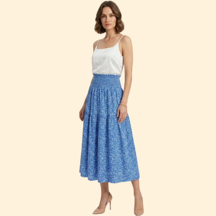 Women’s Tiered Skirt with Floral Print Design