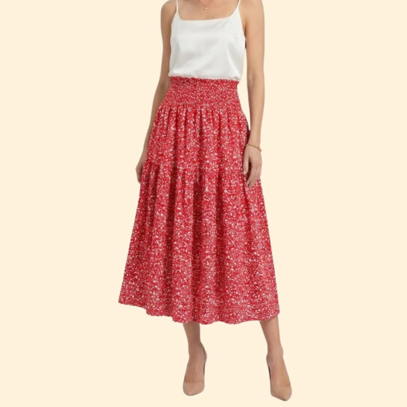 Women’s Tiered Skirt with Floral Print Design