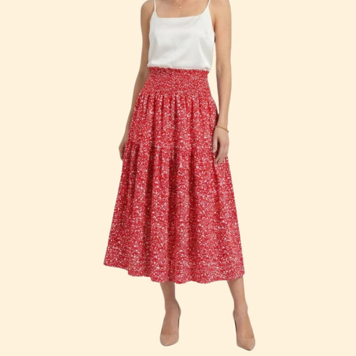 Women’s Tiered Skirt with Floral Print Design