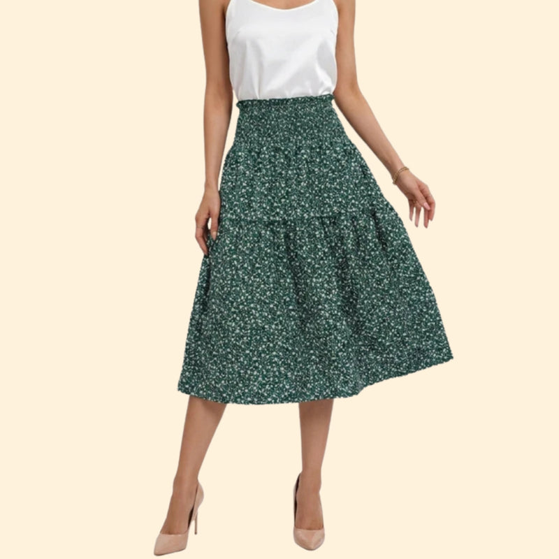 Women’s Tiered Skirt with Floral Print Design
