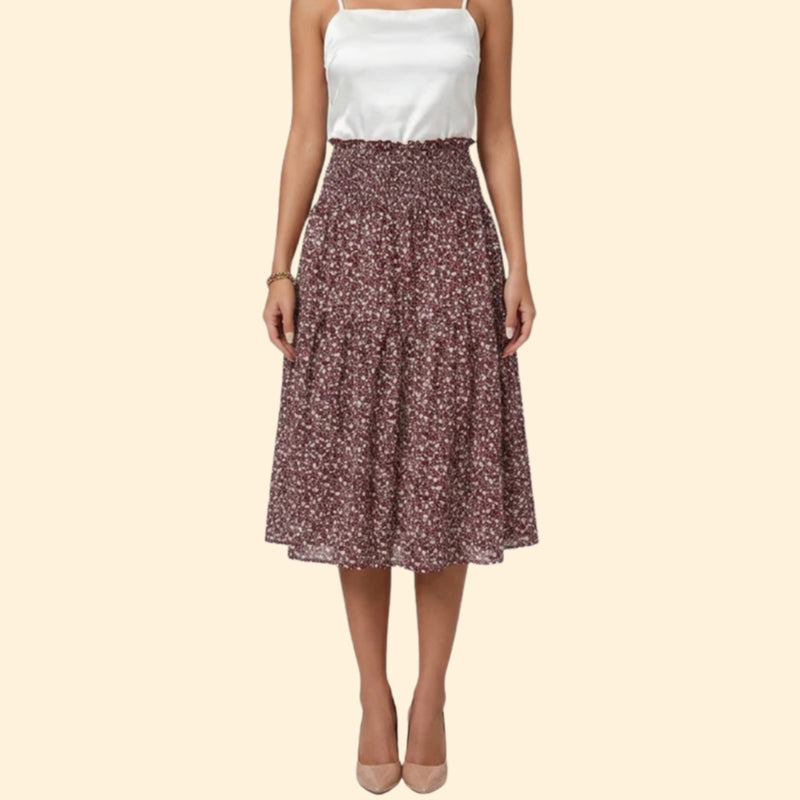 Women’s Tiered Skirt with Floral Print Design